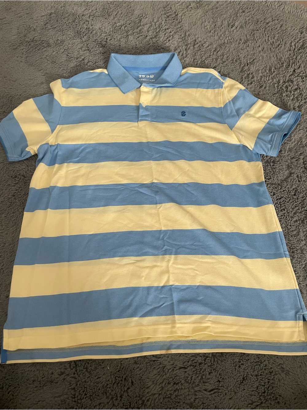 Izod Men's Short-Sleeve Polo in Light Blue and Cream Stripes